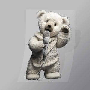 DCAB0007 White Teddy Bear With Microphone Direct To Film Transfer Mock Up