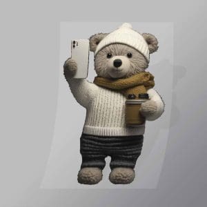 DCAB0010 Phone And Coffee Bear Direct To Film Transfer Mock Up