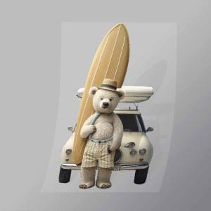 DCAB0013 Surfing Teddy Bear Direct To Film Transfer Mock Up