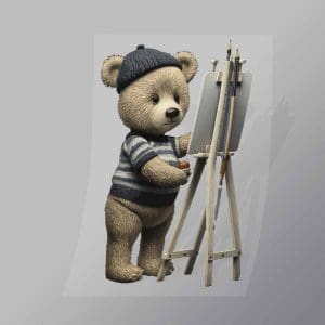 DCAB0015 Painting Teddy Bear Direct To Film Transfer Mock Up