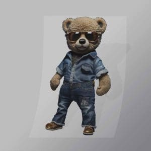 DCAB0023 Denim Teddy Bear 2 Direct To Film Transfer Mock Up
