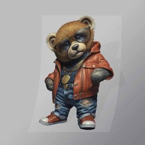 DCAB0026 Rapper Teddy Bear Direct To Film Transfer Mock Up