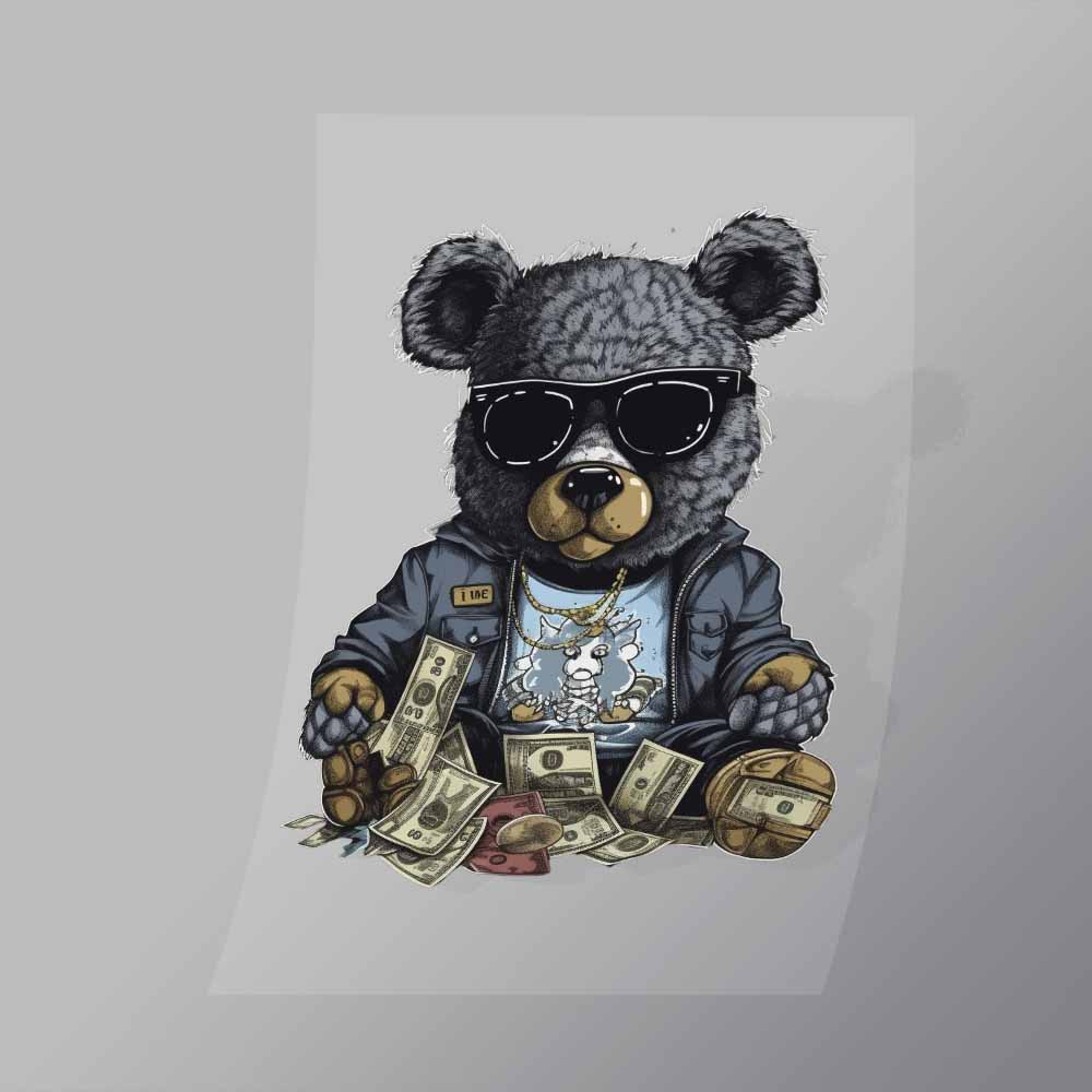 Money Teddy Bear DTF Apparel Transfer - DTF Shop