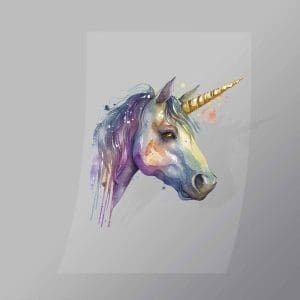 DCAU0003 Colourful Unicorn Side Direct To Film Transfer Mock Up