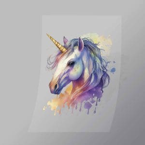 DCAU0006 Splatter Unicorn Direct To Film Transfer Mock Up