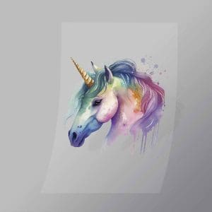 DCAU0009 Colourful Ink Splatter Unicorn Direct To Film Transfer Mock Up