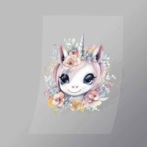 DCAU0014 Smiling Cute Unicorn Direct To Film Transfer Mock Up
