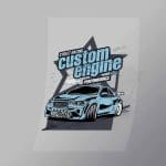 DCCD0021 Street Racing Custom Engine Performance Direct To Film Transfer Mock Up