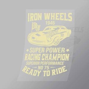 DCCD0125 Iron Wheels Ready To Ride Yellow Direct To Film Transfer Mock Up