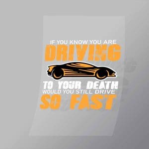 DCCD0261 If You Know You Are Driving To Your Death Would You Still Drive So Fast Direct To Film Transfer Mock Up
