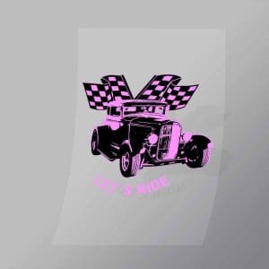 DCCD0270 Lets Ride Hotrod Purple Direct To Film Transfer Mock Up