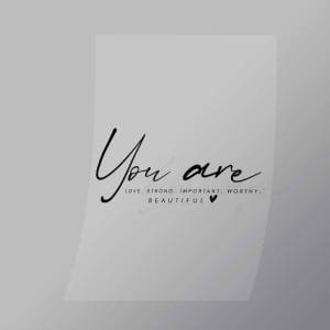 DCGD0009 You Are Beautiful Direct To Film Transfer Mock Up