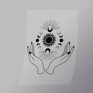 DCGD0024 Hands And Moon Illustration Direct To Film Transfer Mock Up