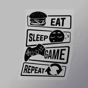 DCGG0006 Eat Sleep Game Repeat Large Direct To Film Transfer Mock Up