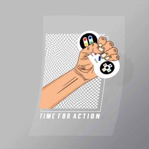 DCGG0025 Time For Action Checkers Direct To Film Transfer Mock Up
