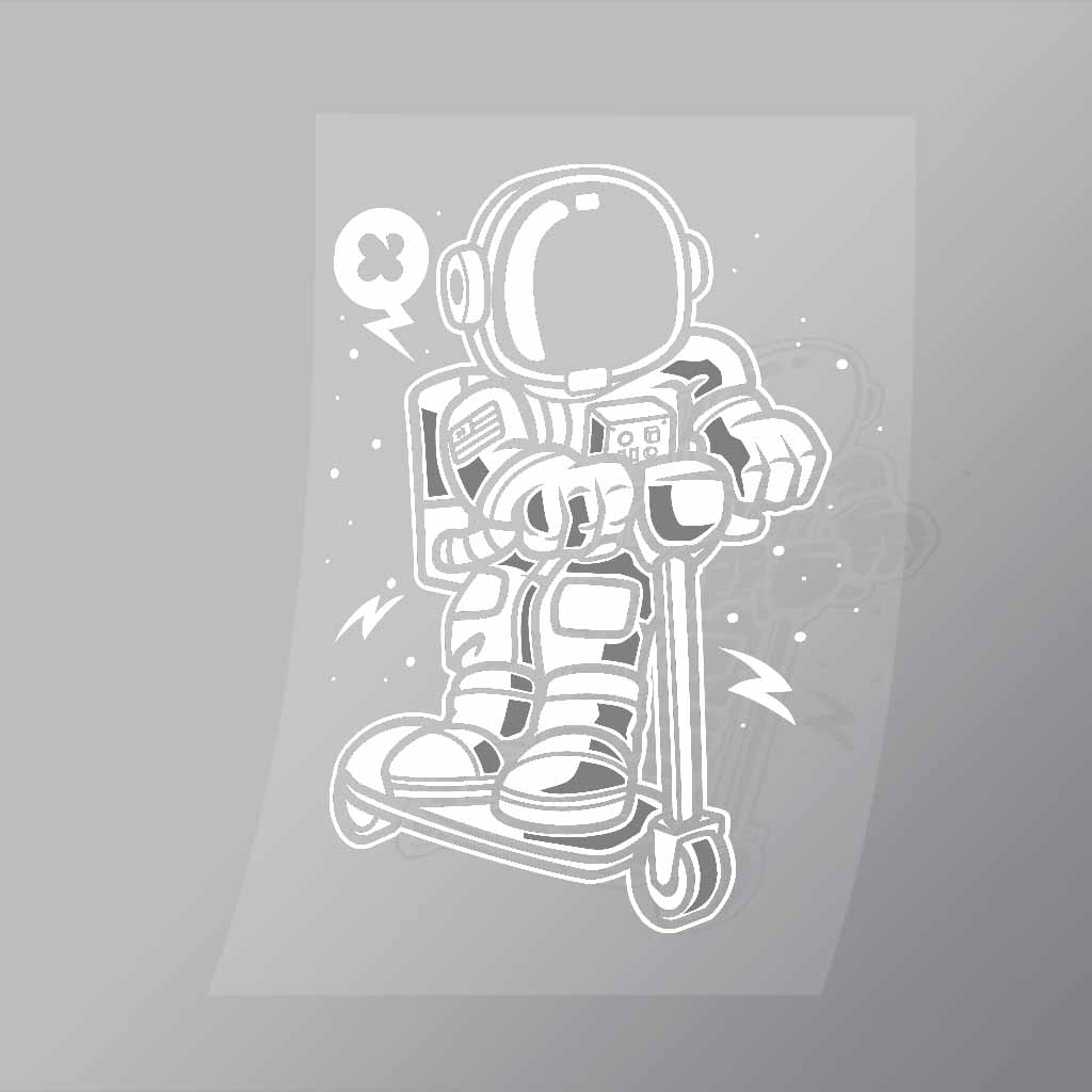 DCLC0030 Astronaut Riding Scooter Direct To Film Transfer Mock Up