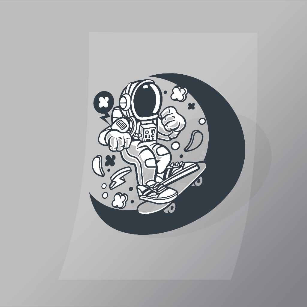 DCLC0032 Astronaut Skater Moon Direct To Film Transfer Mock Up