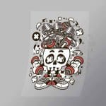 DCLC0047 Barbell Skull Head Direct To Film Transfer Mock Up