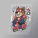 DCLC0064 Bear Scooterist Direct To Film Transfer Mock Up