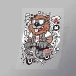 DCLC0072 Beaver Scooterist Direct To Film Transfer Mock Up