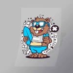 DCLC0073 Beaver Surfing Direct To Film Transfer Mock Up