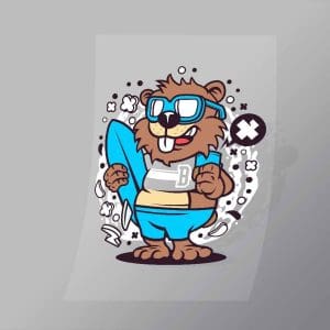 DCLC0073 Beaver Surfing Direct To Film Transfer Mock Up
