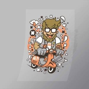 DCLC0321 Hipster Scooterist Direct To Film Transfer Mock Up
