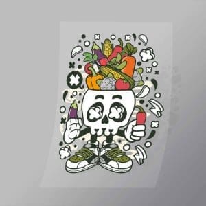 DCLC0686 Vegetable Skull Head Direct To Film Transfer Mock Up