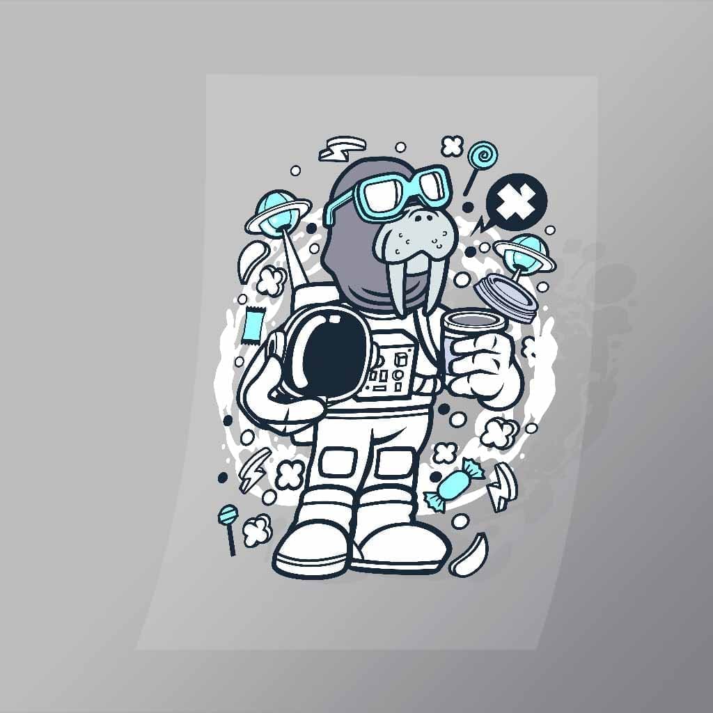 DCLC0695 Walrus Astronaut Direct To Film Transfer Mock Up