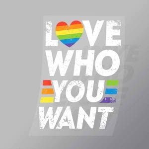 DCLG0202 Love Who You Want Direct To Film Transfer Mock Up