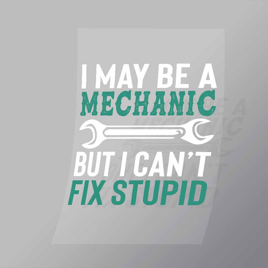DCMC0126 I May Be A Mechanic But I Cant Fix Stupid Direct To Film Transfer Mock Up