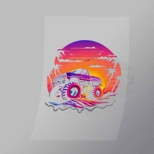 DCMT0003 Sunset Monster Truck 3 Direct To Film Transfer Mock Up