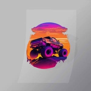 DCMT0004 Sunset Monster Truck 4 Direct To Film Transfer Mock Up