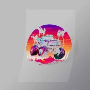 DCMT0005 Sunset Monster Truck 5 Direct To Film Transfer Mock Up