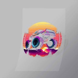 DCMT0018 Sunset Monster Truck 18 Direct To Film Transfer Mock Up