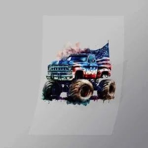 DCMT0041 Watercolour Monster Truck 1 Direct To Film Transfer Mock Up