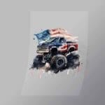 DCMT0044 Watercolour Monster Truck 4 Direct To Film Transfer Mock Up