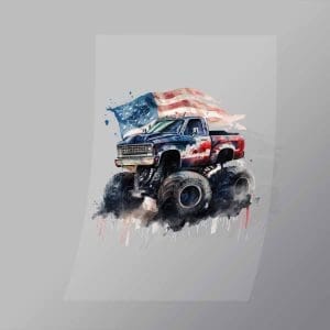 DCMT0044 Watercolour Monster Truck 4 Direct To Film Transfer Mock Up