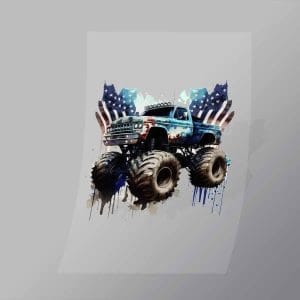 DCMT0045 Watercolour Monster Truck 5 Direct To Film Transfer Mock Up