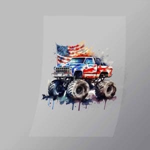 DCMT0047 Watercolour Monster Truck 7 Direct To Film Transfer Mock Up