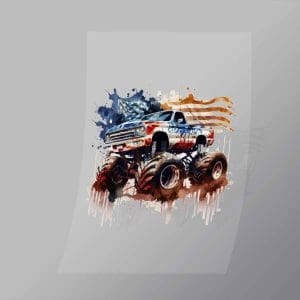 DCMT0049 Watercolour Monster Truck 9 Direct To Film Transfer Mock Up