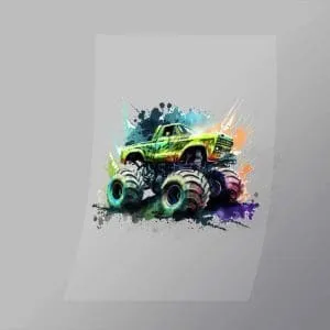 DCMT0051 Watercolour Monster Truck 11 Direct To Film Transfer Mock Up