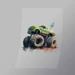 DCMT0055 Watercolour Monster Truck 15 Direct To Film Transfer Mock Up