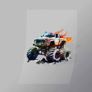 DCMT0057 Watercolour Monster Truck 17 Direct To Film Transfer Mock Up