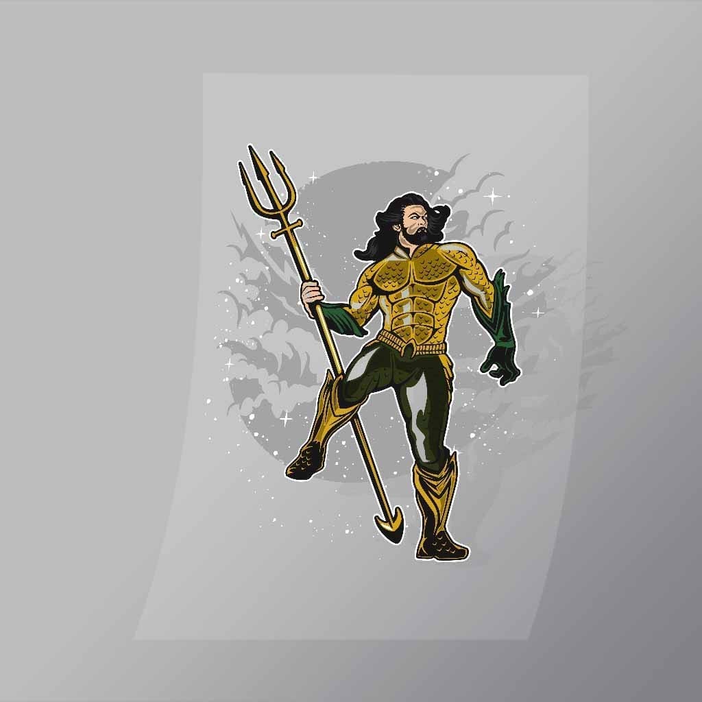 DCPC0013 AQUAMAN Direct To Film Transfer Mock Up