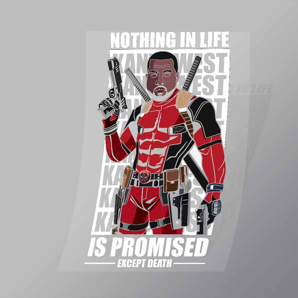 Kanye West Deadpool DTF Apparel Transfer 100mm Width