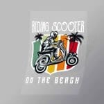 DCSB0214 Riding Scooter On The Beach Direct To Film Transfer Mock Up