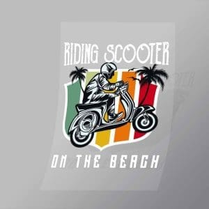 DCSB0214 Riding Scooter On The Beach Direct To Film Transfer Mock Up