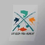 DCSF0017 Eat Sleep Fish Repeat Direct To Film Transfer Mock Up