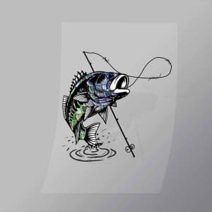 DCSF0033 Leaping Bass Fish Direct To Film Transfer Mock Up
